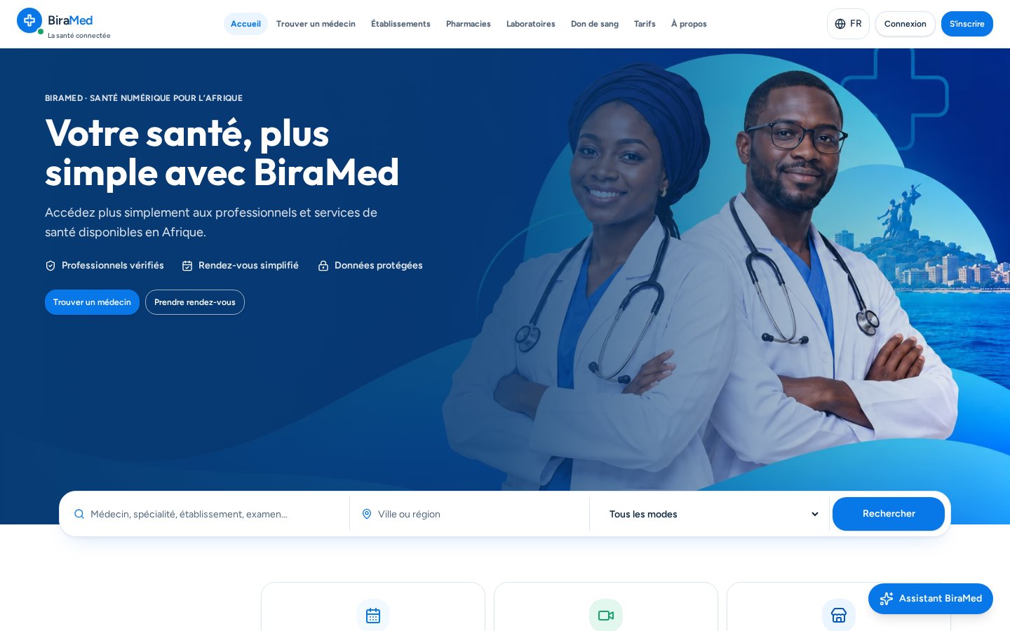 BiraMed healthcare platform homepage